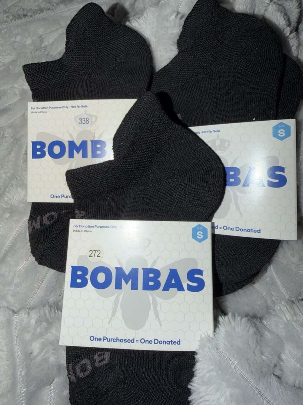 Bombas Ankle Socks Size S Black 3 Pairs